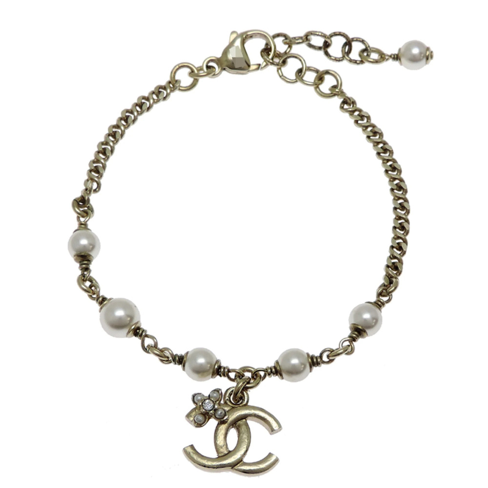 CHANEL Pearl Logo Charm Bracelet